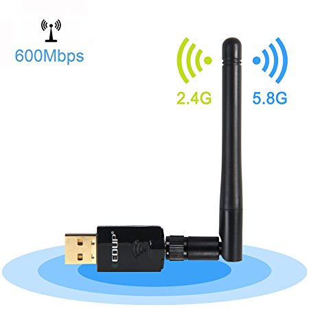 Jeecoo USB WiFi Adapter AC 600Mbps Wireless Network Adapter Dual Band 2.4GHz/5.8GHz USB WiFi Dongle with External Antenna for Windows 10/8.1/8/7/XP/Vista/Mac OS X 10.6-10.12