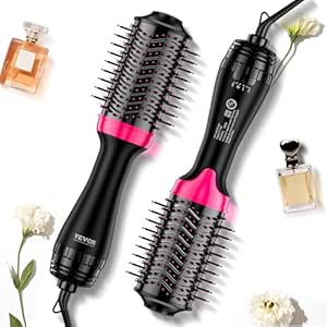 VEVOR Hair Blow Dryer Brush, 4 in 1 Hair Dryer and Styler Volumizer with Negative Ion, Ceramic Coating Barrel 65MM Oval Shape, Less Frizz & Heat Damage Hot Air Brush for Straightening Drying Curling