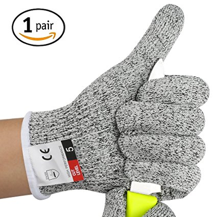 Cut Resistant Gloves,AOFU Food Grade Level 5 Protection, Safety Kitchen Cuts Gloves for Oyster Shucking, Fish Fillet Processing, Mandolin Slicing, Meat Cutting and Wood Carving, 1 Pair (Medium)