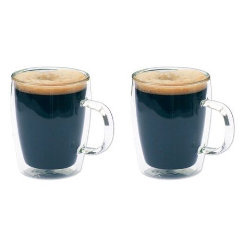 2 x Double Wall Bistro Glass Mugs - Coffee / Tea - 300ml - SALE PRICE!