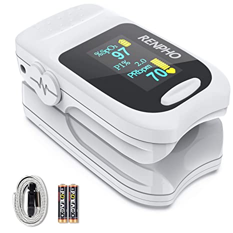 Finger Pulse Oximeter, RENPHO Professional Oxygen Saturation Monitor Oximeter for Spo2 Perfusion Index and Pulse Rate with OLED Digital Display, Portable Heart Rate Monitor for Adults Children