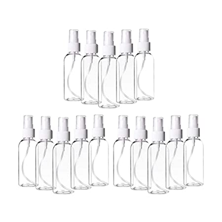 Plastic Clear Spray Bottles 3.4oz, Refillable Fine Mist Sprayer Bottles 100ml Makeup Cosmetic Atomizers Empty Small Spray Bottle Container for Essential Oils, Travel, Perfumes-U9-PPV01-100ML-24PCSG