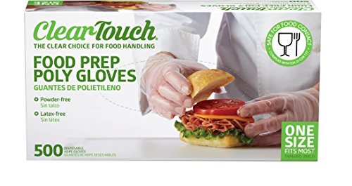 Medline Clear Touch Food Prep Poly Gloves, Latex and Powder Free, One Size Fits Most, (2000 Count)