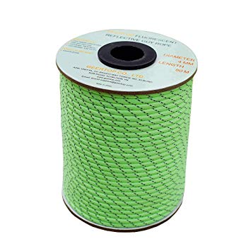 Geertop Fluorescent Reflective Guy Rope Guy line Gear Cord Survival Cordage Guyline 164 Feet