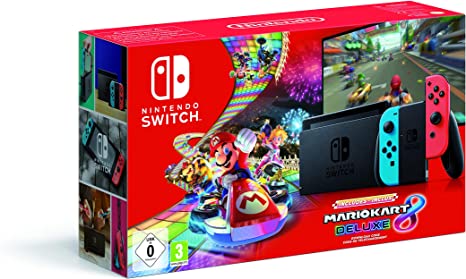 Nintendo Switch Neon-Rot/Neon-Blau (2019 Edition) Mario Kart 8 Deluxe Bundle