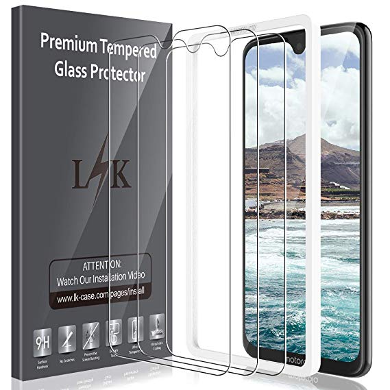 LK [3 Pack] Screen Protector for Motorola Moto G7 Tempered Glass Film (Easy Installation Tray) HD Clear, 9H Hardness Bubble Free, Case Friendly