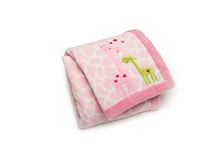 Carter's Easy Printed Embroidered Boa Blanket, Pink Giraffes (Discontinued by Manufacturer)