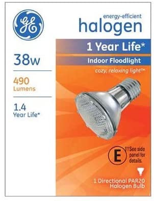 G E Lighting 69163 Halogen Floodlight Bulb, Indoor, Par 20, 38-Watt - Quantity 6