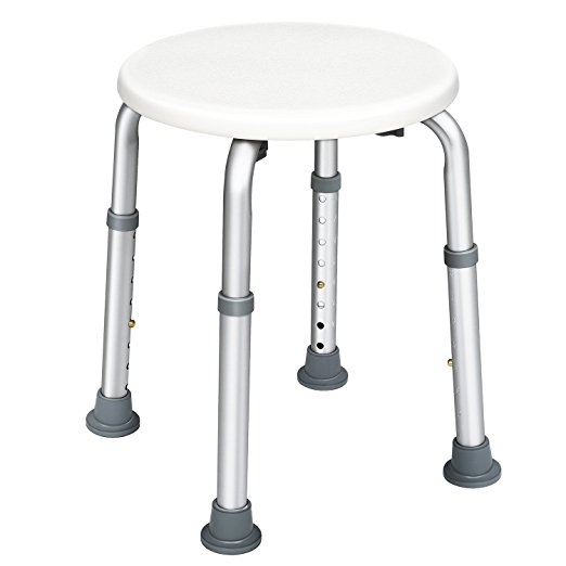 JCMASTER Adjustable Round Shower Stool for Disabled, 300lbs Weight Capacity