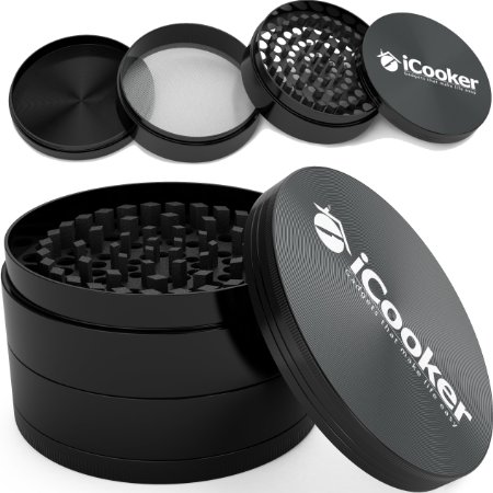 iCooker Herb Grinder With Pollent Catcher Grinds Weed Best for Spice Tobacco Herbs and Marijuana