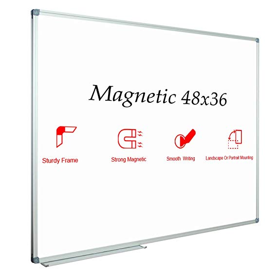 JILoffice Magnetic Dry Erase Board/Whiteboard, White Board 48 x 36 Inch, Silver Aluminium Frame Wall Mounted Board for Office Home and School