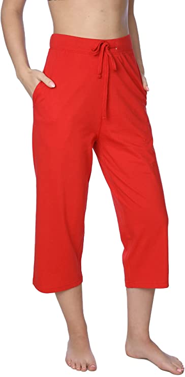 Women's Capri Jersey Knit Pajama Lounge Pant Available in Plus Size