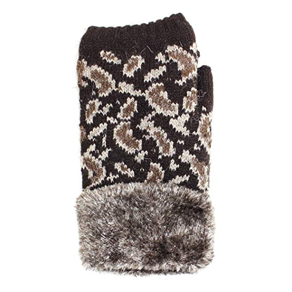 LL- Womens Winter Knit Fingerless Fashion Gloves Fleece Lined Assorted Patterns and Colors