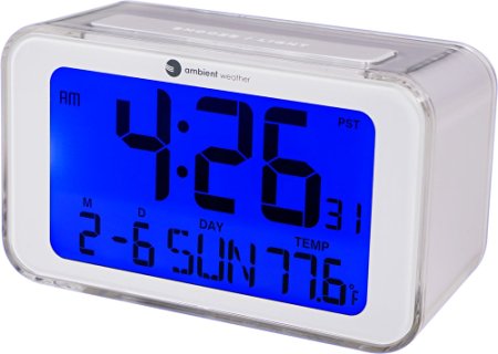 Ambient Weather RC-8320 Self Setting Digital Alarm Clock with Radio Controlled Time