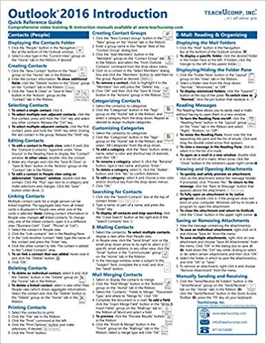 Microsoft Outlook 2016 Introduction Quick Reference Training Tutorial Guide (Cheat Sheet of Instructions, Tips & Shortcuts - Laminated Card)