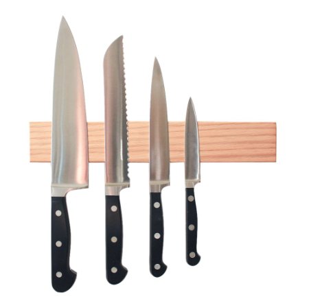 Tastywood 12" White Oak Magnetic Knife Strip / Wooden Knife Holder