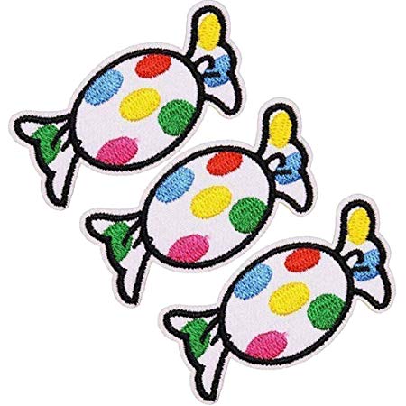 U-Sky Sew or Iron on Patches for Kids Clothing - Cute Candy Patch for Jackets, Jeans, Backpacks, Shirts, Skirts - Pack of 3pcs - Size: 2.2x1.4 inch
