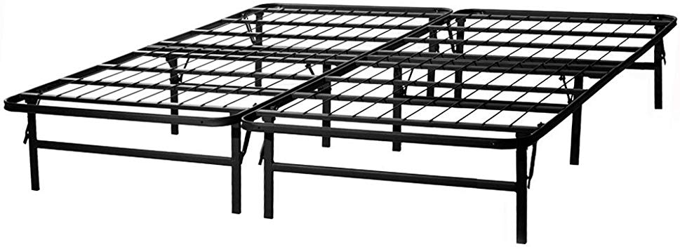 STRUCTURES by Malouf HIGHRISE Folding Metal Bed Frame 13 Inch High Bi-Fold Platform Bed Base and Box Spring - Strong and Sturdy Support - Quiet, Noise Free - Twin
