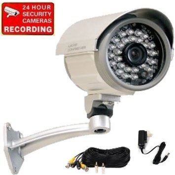 VideoSecu Built-in 1/3" SONY CCD Outdoor Day Night Vision 28 IR LEDs 3.6mm Wide Angle Lens Security Camera for Home DVR CCTV Surveillance with Power Supply, Extension Cable IRX36S BBK