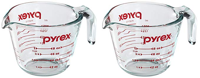 Pyrex Prepware 1 Cup Measuring Cup with Red Graphics (Pack of 2)