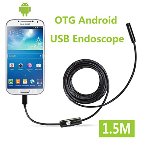 Fantronics 7mm Android Endoscope OTG Micro USB Endoscope Waterproof Borescopes Inspection Camera with 6 LED and 1.5M Cable