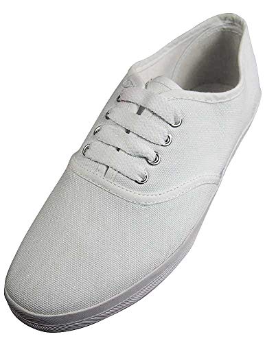 Easy USA Womens Lace Up Canvas Plimsol Sneakers Shoes
