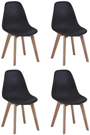 KAIHE Modern Lounge Dining Chairs Eiffel Wood Kitchen Chairs Retro Set 4 for Dining Room,Black