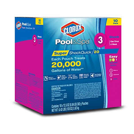 CLOROX Pool&Spa Super Shock Quick 20, 10-Pack Chlorine Shock Bags