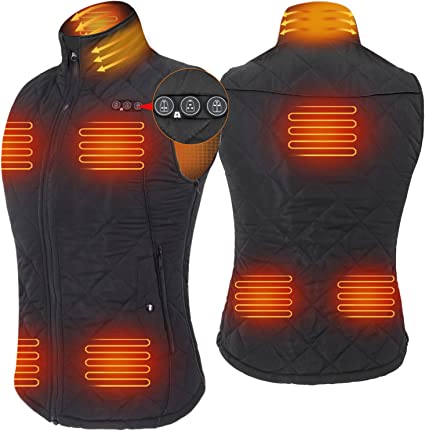 ARRIS Women`s Heated Vest, Size Adjustable 7.4V Electric Warm Vest 8 Heating Panels with Battery Pack