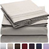Mellanni Bed Sheet Set - HIGHEST QUALITY Brushed Microfiber 1800 Bedding - Wrinkle Fade Stain Resistant - Hypoallergenic - 4 Piece King Light Gray