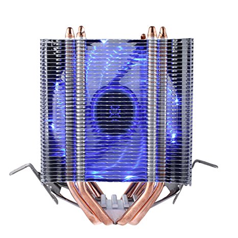 upHere Dual Tower Heat-Sink CPU Cooler with 4 Direct Contact Heatpipes, Blue LED Fan