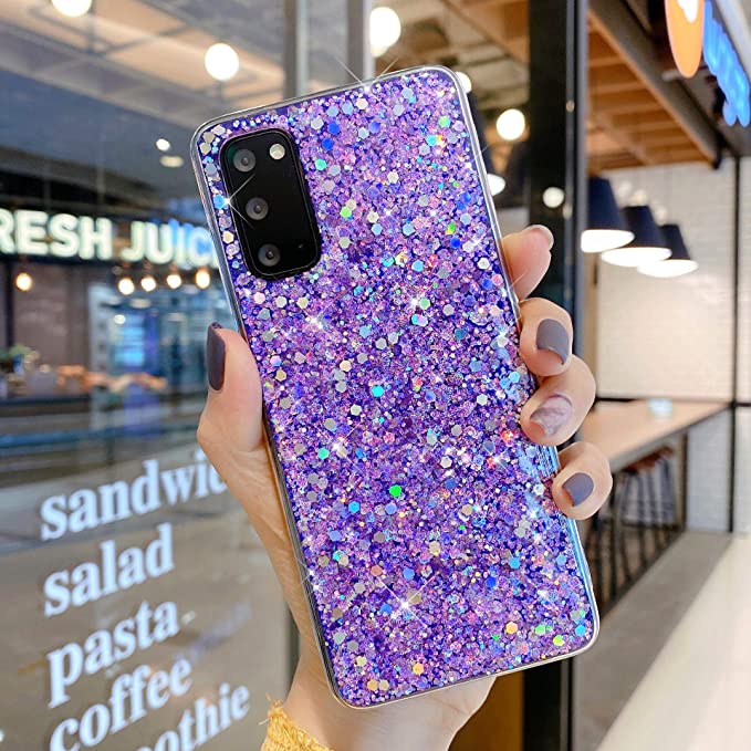 Case for Galaxy S20 FE 5G Glitter Case,Girls Women Sparkle Twinkle Bling Crystal Glitter Soft Flexible TPU Silicone Rubber Gel Shockproof Slim Protective Phone Case Cover for Galaxy S20 FE 5G,Purple