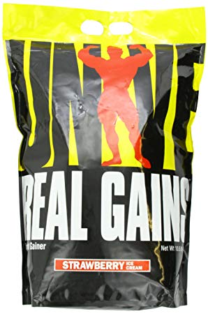 Real Gains Weight Gainer with Complex Carbs and Whey-Micellar Casein Protein Matrix Strawberry 10.6#