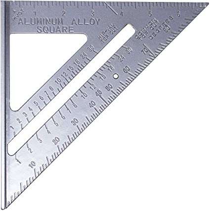 Toolman 7'' Aluminium Square Carpenter Triangle Square Pressional Easy-Read Layout Tool framing square wood-working Rafter Angle Square QTH031