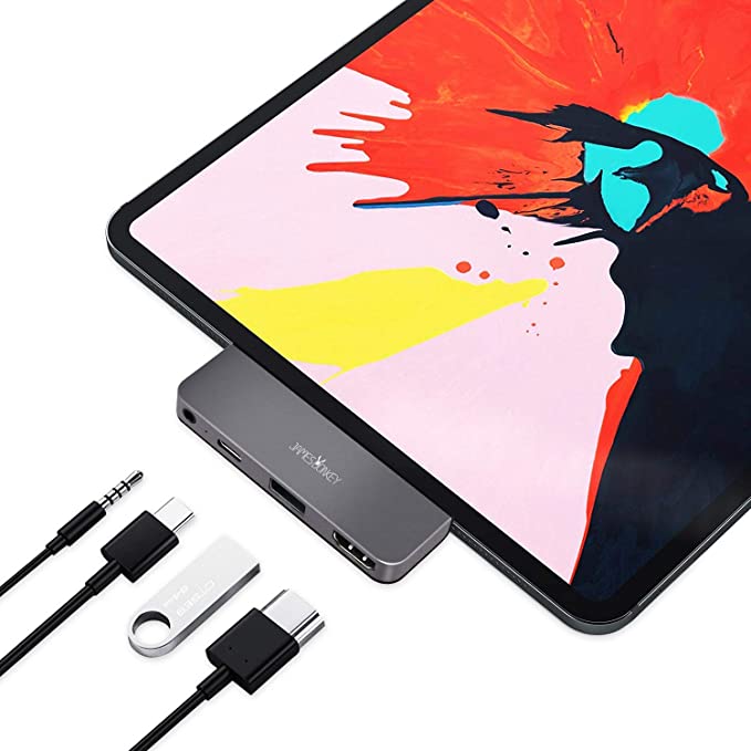 Syllable USB C Hub for iPad Pro, James Donkey 4 in1 Type C Dongle with USB C PD Charging, 4K HDMI, USB 2.0, 3.5mm Headphone Jack