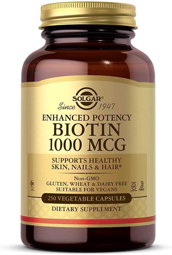 Enhanced Potency Biotin for Hair, Skin Nails 1,000 MCG (250 Vegetarian Capsules)