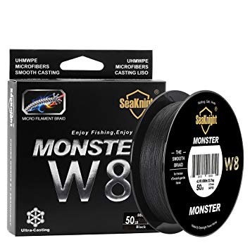 SeaKnight Monster W8 Braided Lines 8 Strands Weaves 328Yards/547Yards Super Smooth PE Braided Multifilament Fishing Lines for Sea Fishing 15-100LB