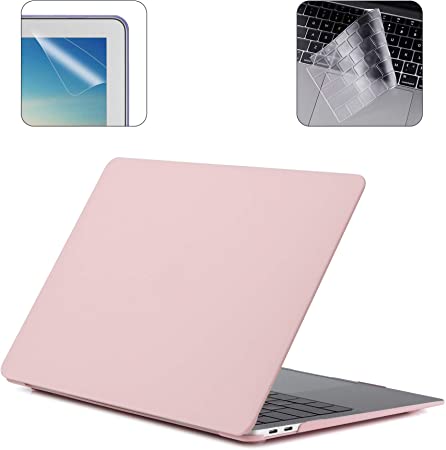 Applefuns MacBook Pro 13 Inch Case Keyboard Cover Skin Screen Protector,Fit for A2159 A1989 A1706 Models of New 13" MacBook Pro Laptops with Touchbar Released in 2019 2018 2017 2016 - Rose Quartz