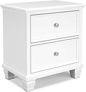 Signature Design by Ashley Fortman Traditional 2 Drawer Night Stand, White