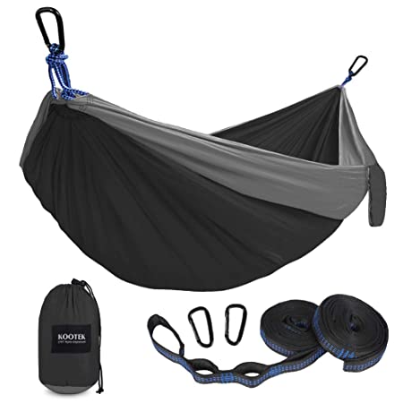 Kootek Camping Hammock Double & Single Portable Hammocks with 2 Tree Straps, Lightweight Nylon Parachute Hammocks for Backpacking, Travel, Beach, Backyard, Patio, Hiking