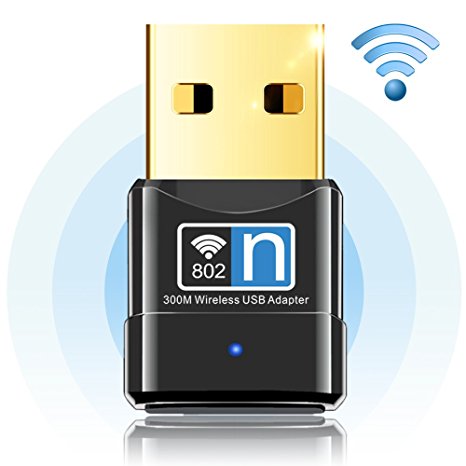 WiFi Adapter 300Mbps Wireless N Adapter 2.4G WiFi USB Adapter Anmier Network Lan Card, Wireless USB WiFi Network Dongle Adapter for Desktop Pc Laptop Support Win XP/Vista/7/8.1/10/Mac OS X 10.4-10.11
