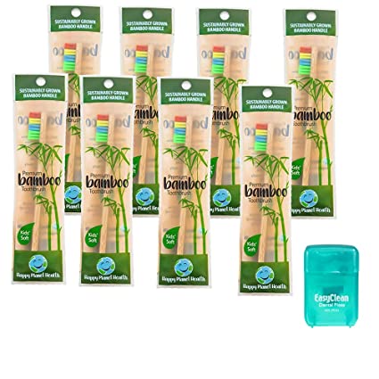 HDP Kids Bamboo Toothbrush Size:Pack of 8 with Bonus Color:Kids Bamboo