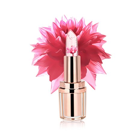 PrettyDiva Jelly Flower Lipstick, Lip Care Temperature Change Moisturizer Lipstick -Barbie Doll Pink