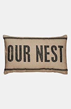Primitives by Kathy 3-Stripe Our Nest Dark Pillow, 24-Inch by 15-Inch