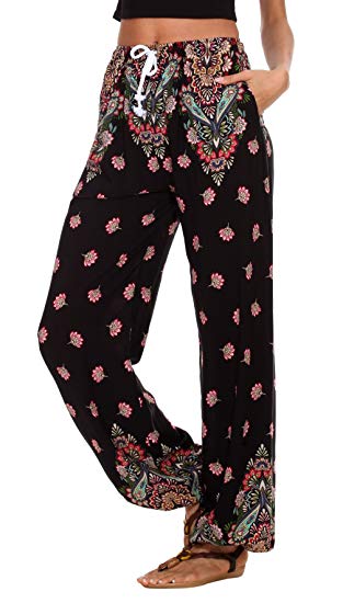 Urban CoCo Women's Floral Print Boho Yoga Pants Harem Pants Jogger Pants