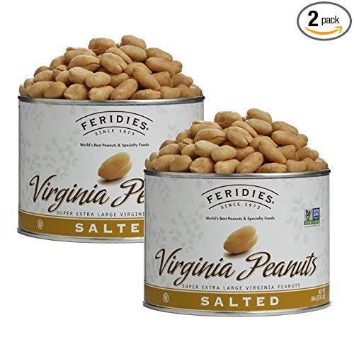 FERIDIES Salted Super Extra Large Virginia Peanuts - 2 Pack 18oz Cans