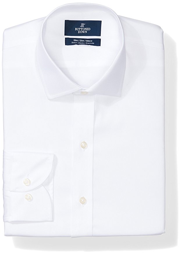 Buttoned Down Men's Slim Fit Stretch Poplin Non-Iron Dress Shirt