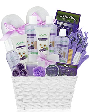 Premium Deluxe Bath & Body Gift Basket. Ultimate Large Spa Basket with Chamomile & Lavender Essential Oils. #1 Spa Gift Basket for Women, & Teens!