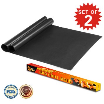 Imarku BBQ Grill and Baking Mats Durable  Heat Resistant Non-Stick Grilling Accessories Works on Gas Charcoal Electric Grill and more- 1575 x 13 - Set of 2
