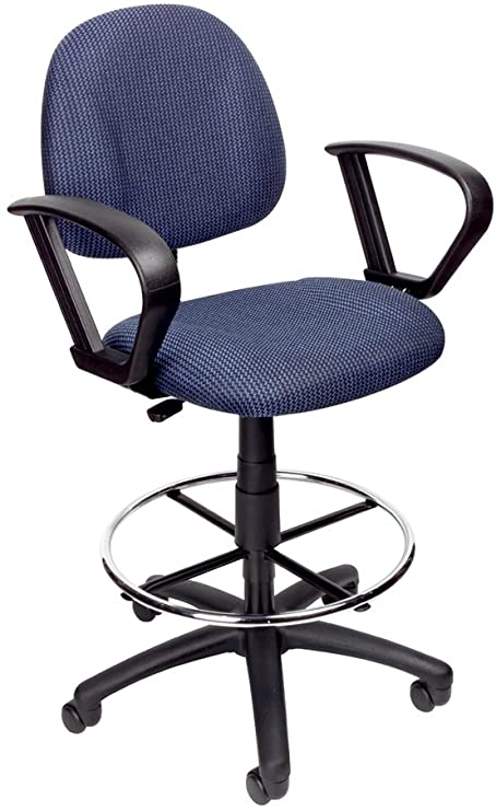 Boss Office Products Ergonomic Works Drafting Chair with Loop Arms in Blue